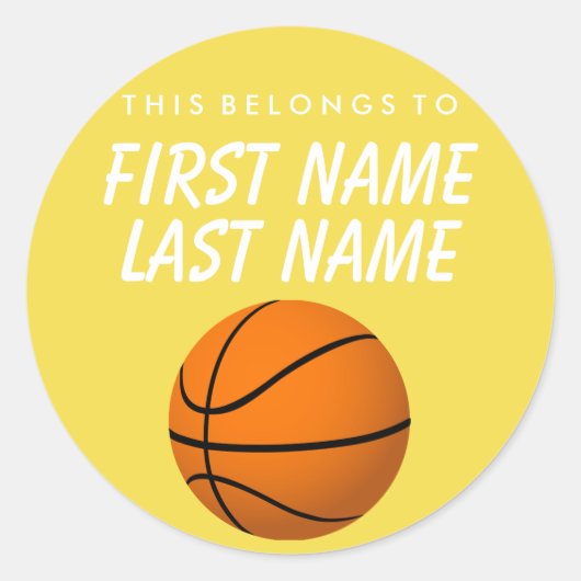 ステッパーソナライズされたクに属する – バスケットボール ラウンドシール (正面)