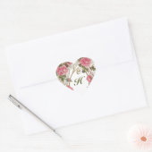 ステッパーソナライズされたクアンティークバラハートモノグラム ハートシール (封筒)