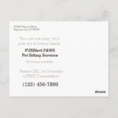 ステップアップするタキシード猫とペットの座るビジネス ポストカード (裏面)