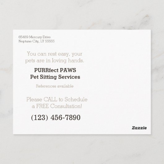 ステップアップするタキシード猫とペットの座るビジネス ポストカード (裏面)