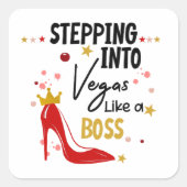 ステップインベガスバケーショントリップ誕生日ガール スクエアシール (正面)