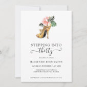 ステップイン30シックフローラ金ゴールドヒール誕生日 招待状 (正面)