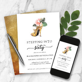 ステップイン60シックフローラ金ゴールドヒール誕生日 招待状