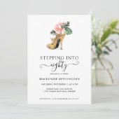 ステップイン80シックフローラ金ゴールドヒール誕生日 招待状 (スタンド正面)