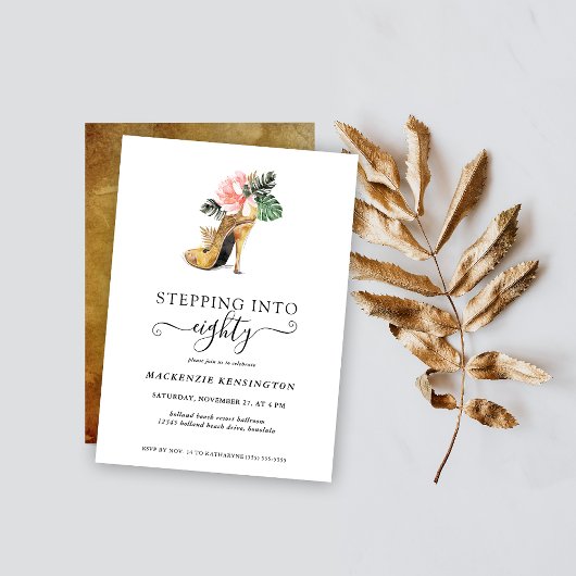 ステップイン80シックフローラ金ゴールドヒール誕生日 招待状