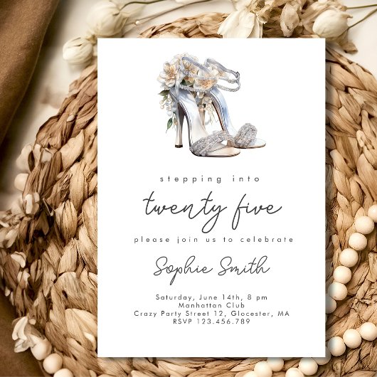ステップイン…女性の誕生日パーティーの水彩 招待状