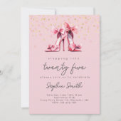 ステップイン…女性の誕生日パーティーの水彩 招待状 (正面)