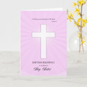 ステップシスターバプテスマおめでとうクロス白熱［赤熱］光を放つ カード (黄色い花)