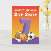 ステップシスター第7誕生日スポーツボール カード (黄色い花)