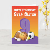 ステップシスター9th誕生日スポーツボール カード (黄色い花)