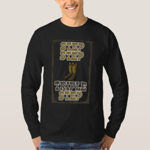 ステップステップトリプルラインダンス中毒靴面白いクラス Tシャツ