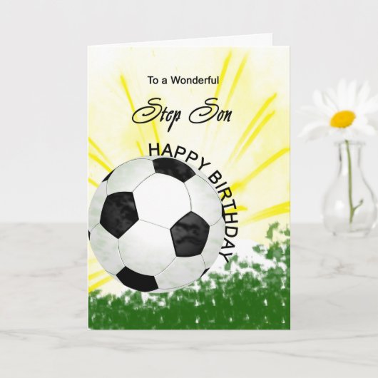 ステップソン誕生日サッカーカード カード (小さな植物)