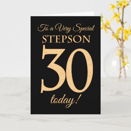 ステップソン金ゴールドに対する30番目の効果誕生日 カード (黄色い花)