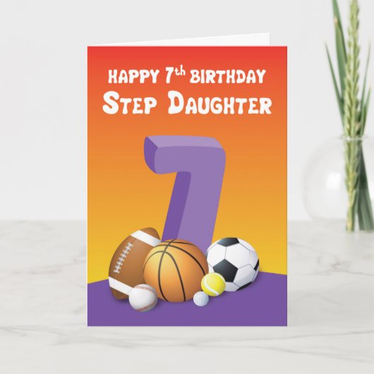ステップドーターセブン誕生日スポーツボール カード (正面)