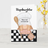 ステップドーター誕生日お洒落格言シェフ料理 カード (黄色い花)