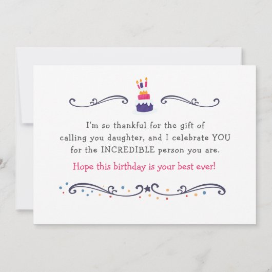 ステップドーター誕生日、あなたは信じられない！ カード (裏面)