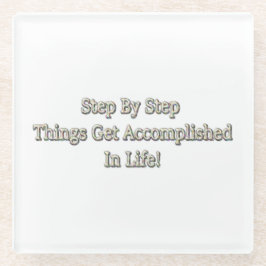 「ステップバイステップ」かわいいデザイン。買今 ガラスコースター