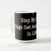 「ステップバイステップ」かわいいデザイン。買今 コーヒーマグカップ (正面左)