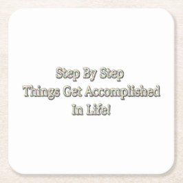 「ステップバイステップ」かわいいデザイン。買今 スクエアペーパーコースター