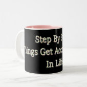 「ステップバイステップ」かわいいデザイン。買今 ツートーンマグカップ (正面左)