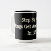 「ステップバイステップ」かわいいデザイン。買今 ツートーンマグカップ (正面左)