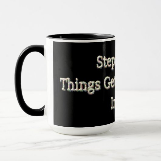 「ステップバイステップ」かわいいデザイン。買今 マグカップ (左)