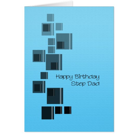 ステップパパ抽象デザインブルー誕生日カード (正面)
