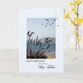 ステップファーザー誕生日シーサイドシーン カード (黄色い花)