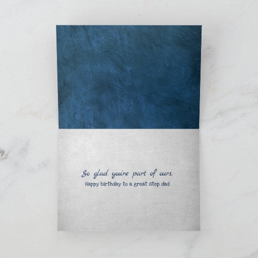 ステップファーザー誕生日ブルーレザー カード (内部)