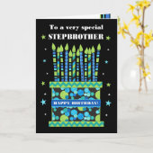 ステップブラザーお誕生日ケーキとキャンドルカード カード (黄色い花)