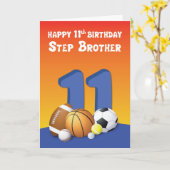 ステップブラザー11誕生日スポーツボール カード (黄色い花)