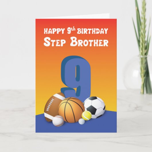 ステップブラザー9歳の誕生日スポーツボール カード (正面)