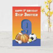 ステップブラザー9歳の誕生日スポーツボール カード (黄色い花)