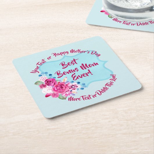 ステップマザースデイボーナスマムチェンジ文字 スクエアペーパーコースター (アングル)