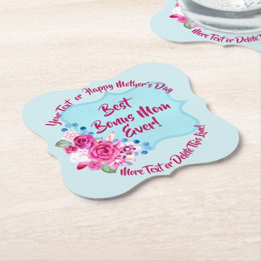 ステップマザースデイボーナスマムチェンジ文字 ペーパーコースター (アングル)