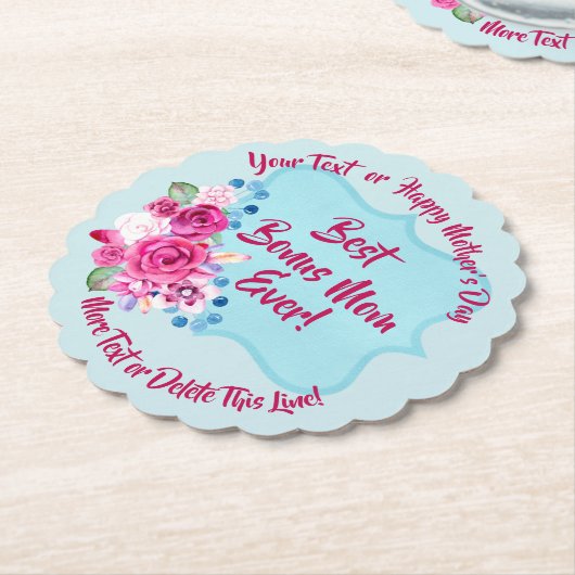 ステップマザーズ日賞与ママ変更文字Scalloped ペーパーコースター (アングル)