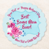 ステップマザーズ日賞与ママ変更文字Scalloped ペーパーコースター (正面)