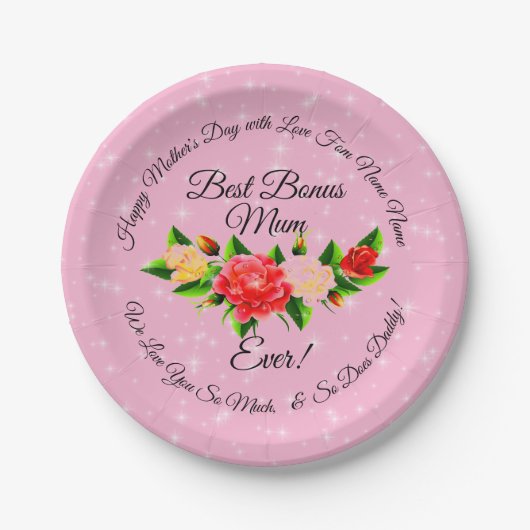 ステップマザーボーナスママザーズデイ7" ペーパープレート (正面)
