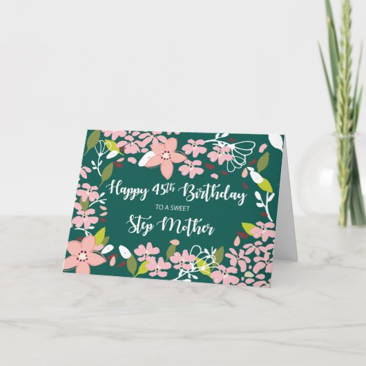 ステップマザー45誕生日緑の花 カード (正面)