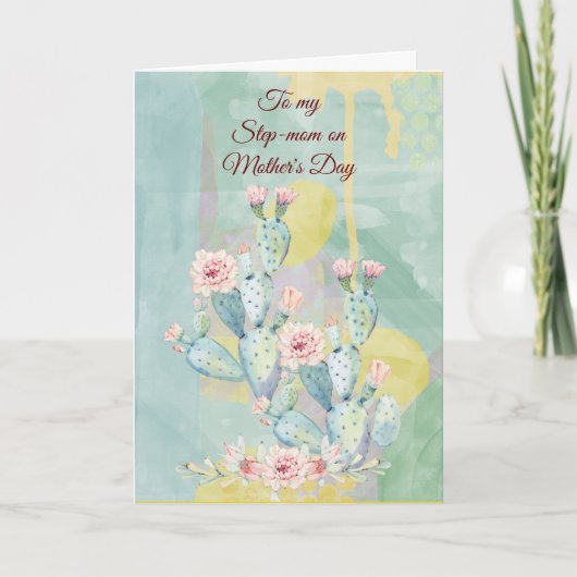 ステップママママザーズデイウォーターカラーサボテン カード (正面)