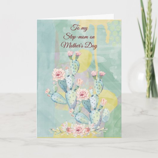 ステップママママザーズデイウォーターカラーサボテン カード (正面)