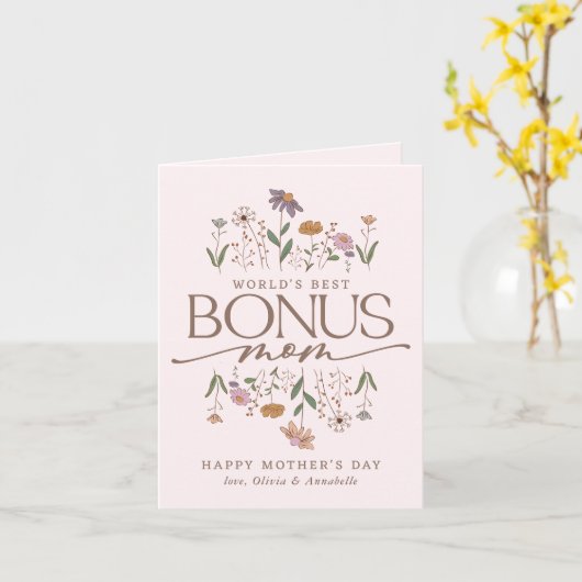 ステップママ 2 枚の写真 マザーズデー カード (黄色い花)