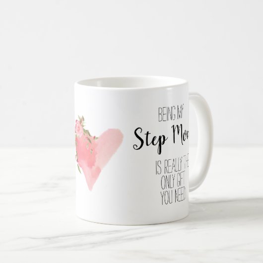 ステップモダンママのみギフトフローラハートおもしろい コーヒーマグカップ (正面右)