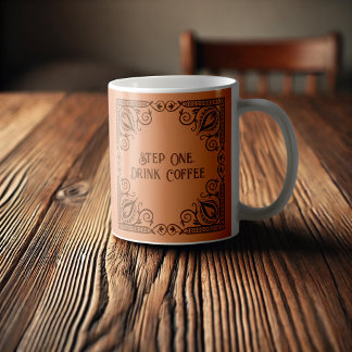 ステップワンドリンクコーヒーロータス&つる植物装飾品 コーヒーマグカップ
