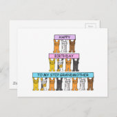 ステップ祖母ハッピーバースデーかわいい猫たち ポストカード (正面/裏面)