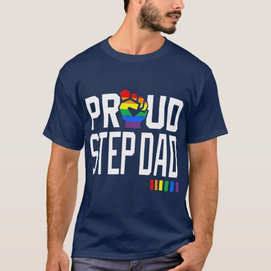 ステップ誇りを持ったパパゲイプライド月LGBQ Tシャツ (正面)