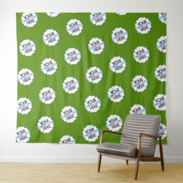 ステップ&リピート背景 自社ロゴ 緑 タペストリー