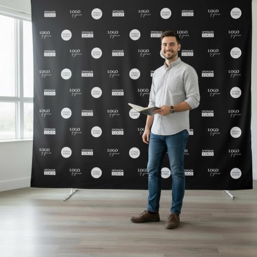 ステップ＆リピート 会社スポンサーロゴ メディアウォール タペストリー