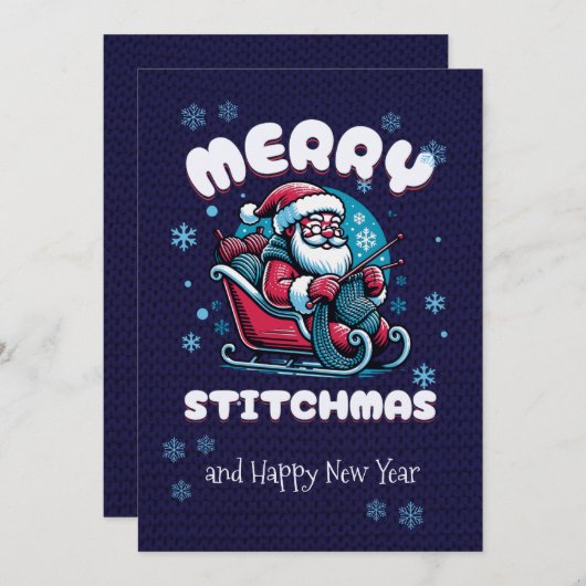 ステッメリーチマスサンタ編み物愛好家 シーズンカード (正面/裏面)