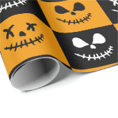 ステッ不気味チ顔 |ブラックとオレンジのハロウィーン ラッピングペーパー (ロールコーナー)